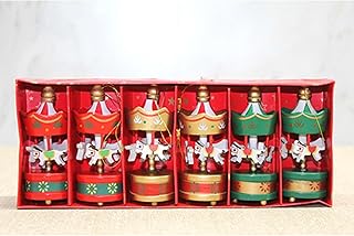 Senon 6'lı Mini Atlı Karınca Noel Ağaç Süsü Renkli Ahşap Geleneksel Tasarım Çocuk Odası ve Yılbaşı Süslemesi İçin Dekoratif Hediyelik (3 Renk Karışık)